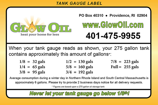 Reading your tank gauge label with Glow Oil