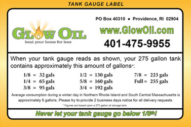 Glow Oil Tank Gauge Label